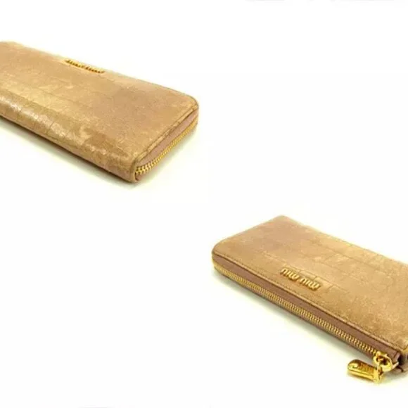 miumiu Wallet Purse Long Wallet Pink Woman Authentic Used